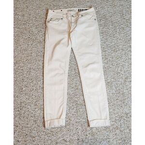 Miss Me Skinny Jeans | Bubble Gum Beige, Embellished Pockets | Size 27